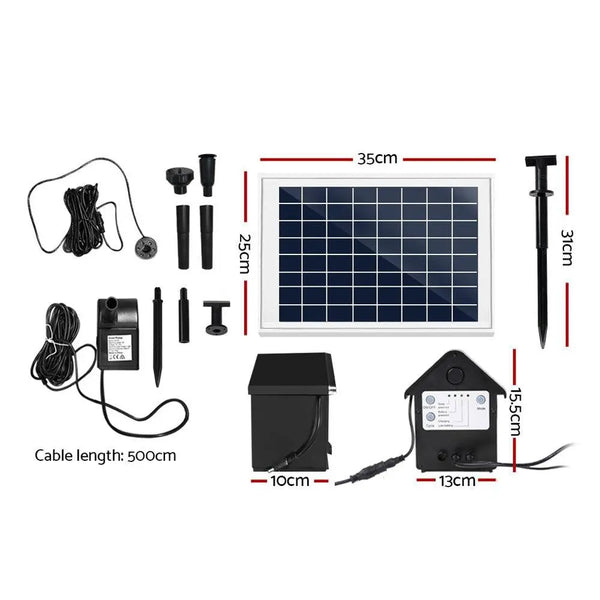 Gardeon Solar Pond Pump Battery Powered Outdoor LED Light Submersible Filter Deals499