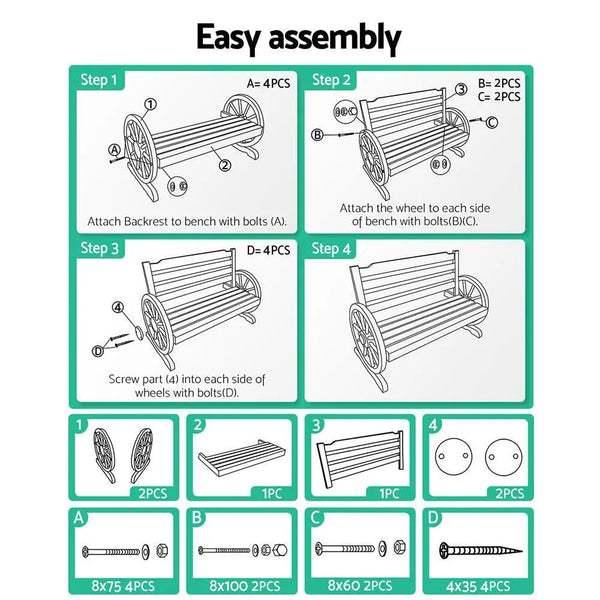 Gardeon Wooden Wagon Wheel Chair Deals499