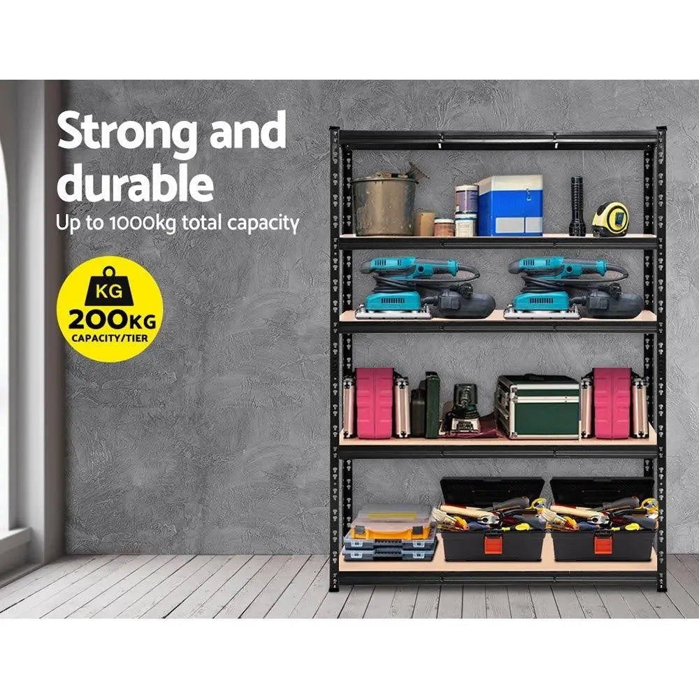 Giantz 1.8M Warehouse Racking Shelving Storage Shelf Garage Shelves Rack Steel Black Deals499
