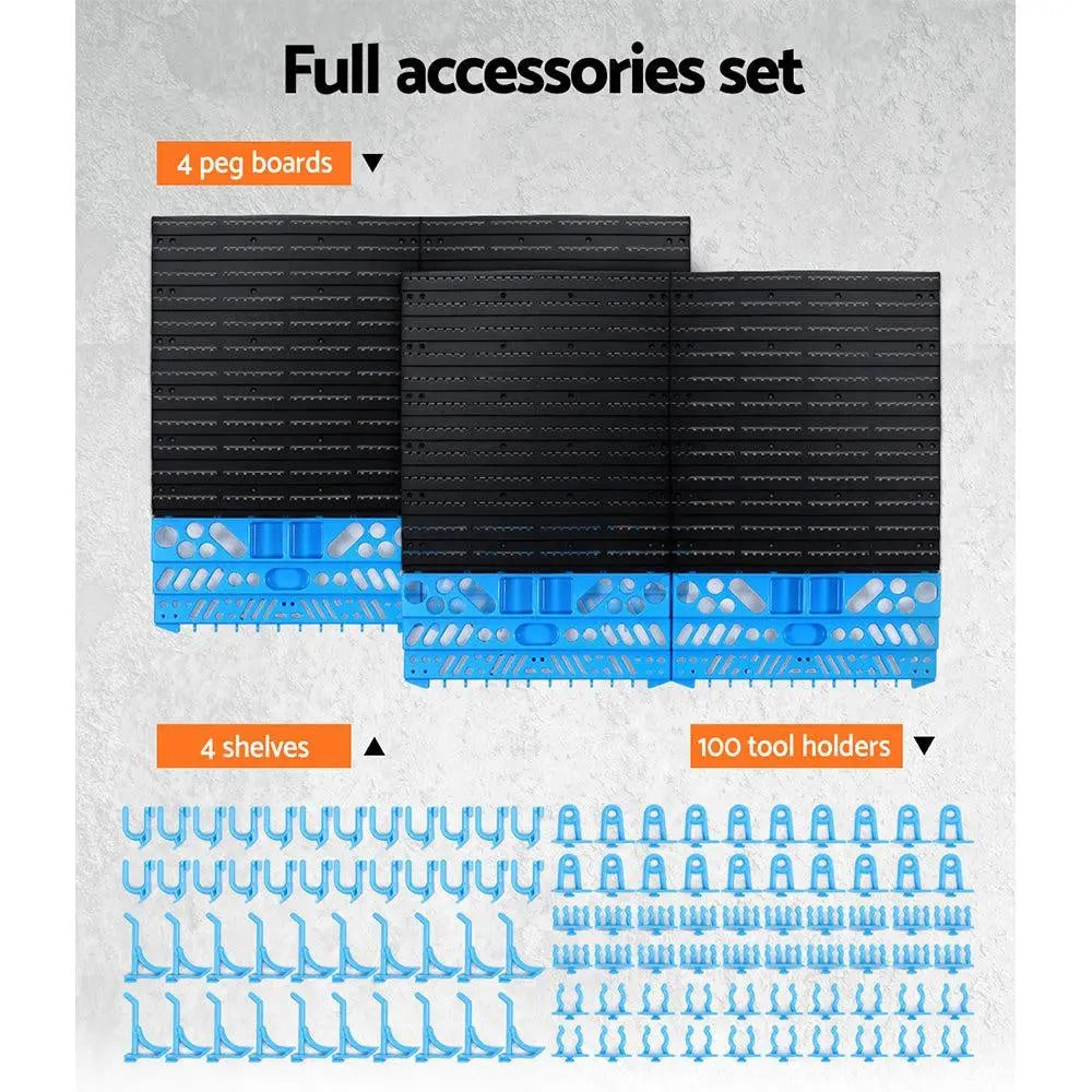 Giantz 108 Storage Bin Rack Wall Mounted Tools Organiser Peg Wall Bench Garage Deals499