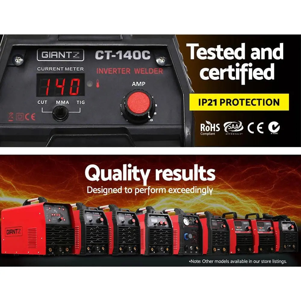 Giantz 140Amp Inverter Welder Plasma Cutter Gas DC iGBT Portable Welding Machine Deals499