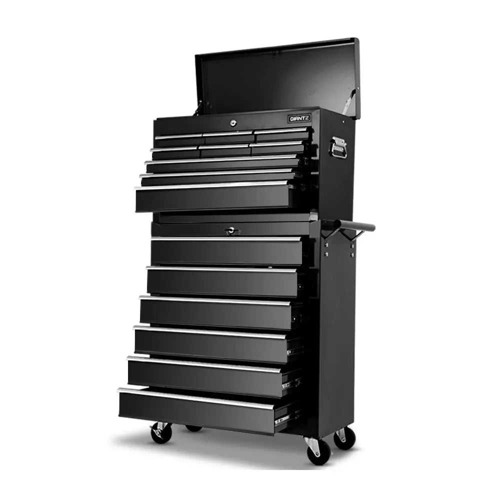 Giantz 15 Drawers Tool Box Chest Trolley Cabinet Garage Storage Boxes Organizer Black Deals499