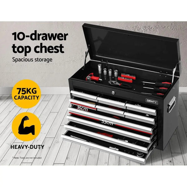 Giantz 17 Drawers Tool Box Trolley Chest Cabinet Cart Garage Mechanic Toolbox Black and Grey Deals499