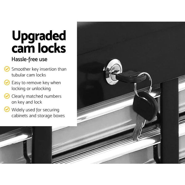 Giantz 17 Drawers Tool Box Trolley Chest Cabinet Cart Garage Mechanic Toolbox Black and Grey Deals499