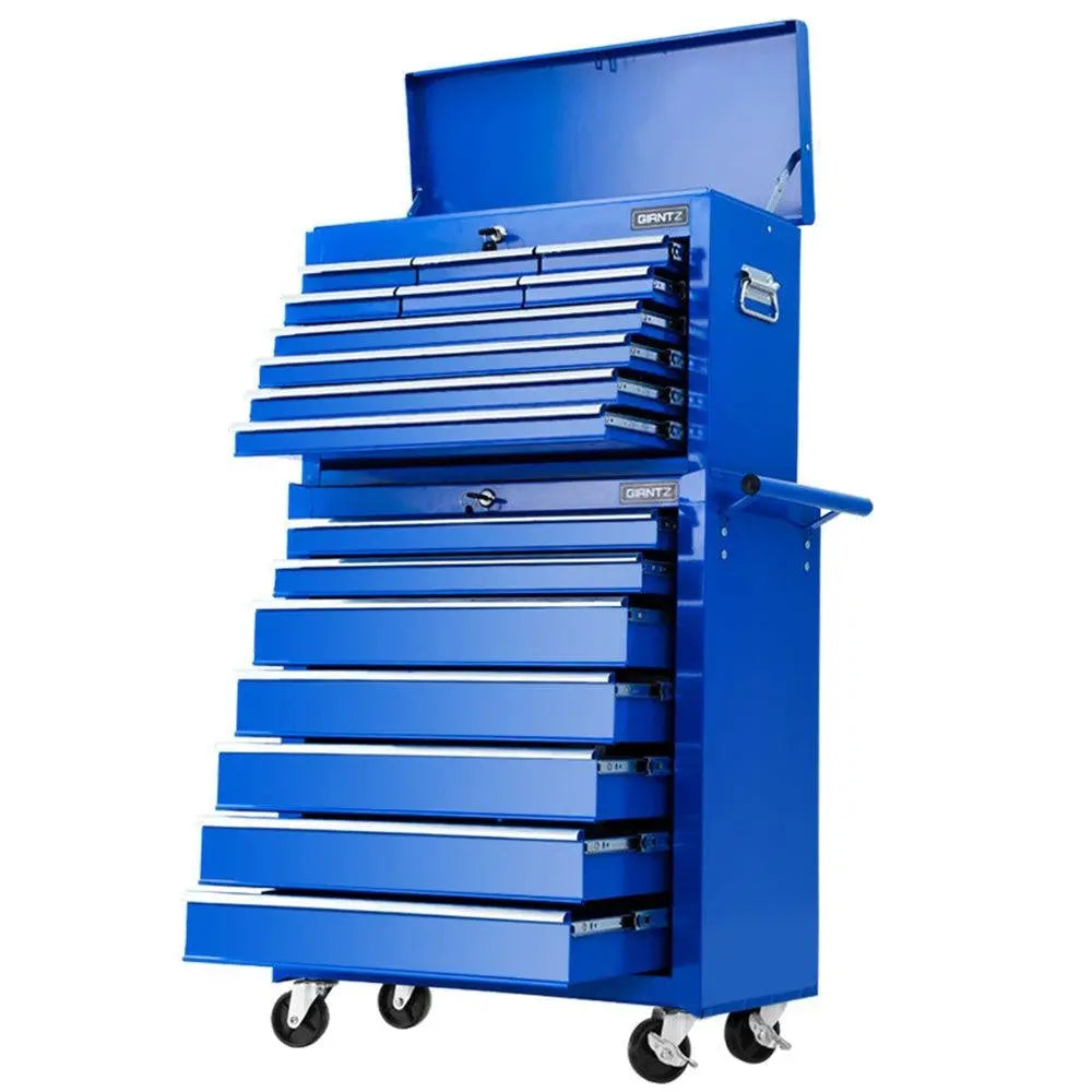 Giantz 17 Drawers Tool Box Trolley Chest Cabinet Cart Garage Mechanic Toolbox Blue Deals499