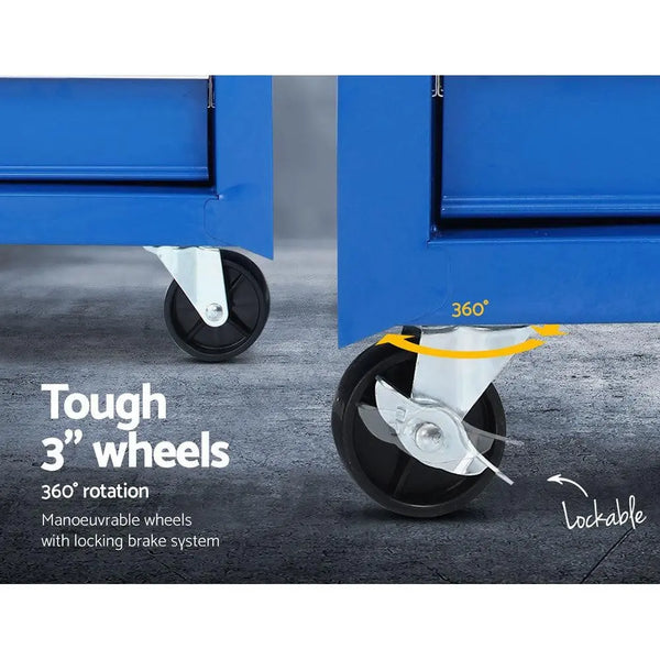 Giantz 17 Drawers Tool Box Trolley Chest Cabinet Cart Garage Mechanic Toolbox Blue Deals499