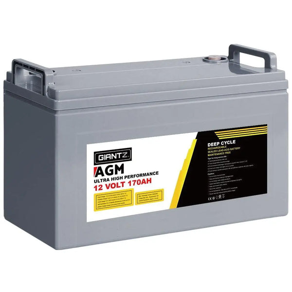 Giantz 170Ah Deep Cycle Battery 12V AGM Marine Sealed Power Portable Box Solar Caravan Camping Deals499