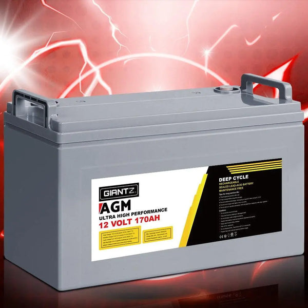 Giantz 170Ah Deep Cycle Battery 12V AGM Marine Sealed Power Portable Box Solar Caravan Camping Deals499