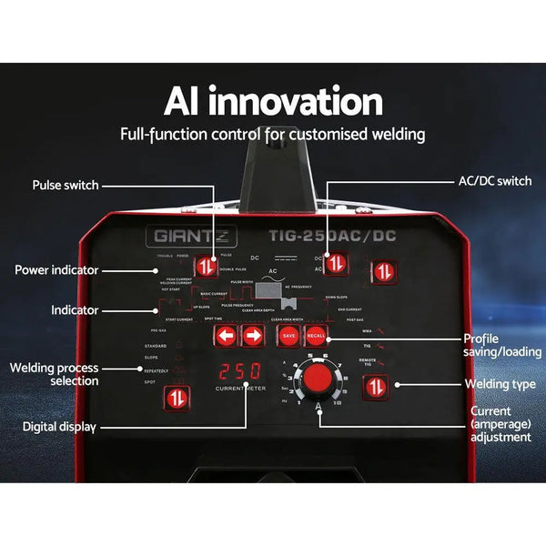 Giantz 250Amp Inverter Welder AC/DC Pulse TIG MMA Aluminum Welding Machine Stick Deals499