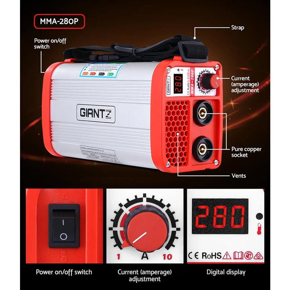 Giantz 280 Amp Inverter Welder DC MMA ARC IGBT Stick Portable Welding Machine Deals499