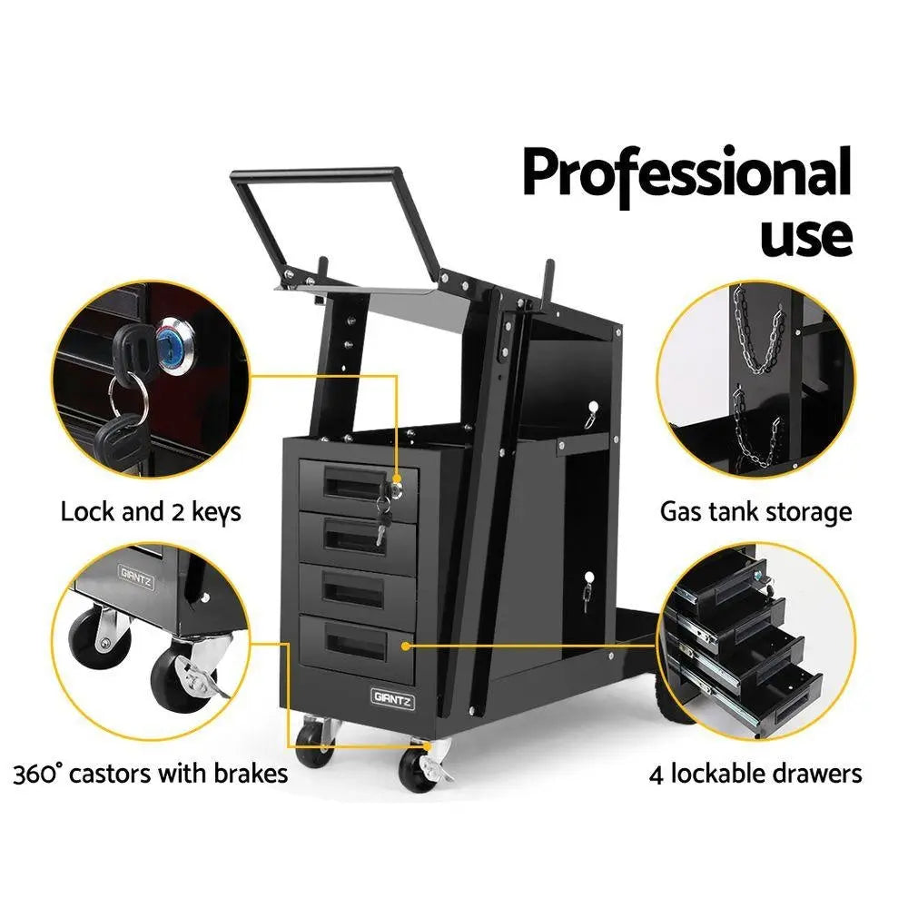 Giantz 4 Drawer Welding Trolley - Black Deals499