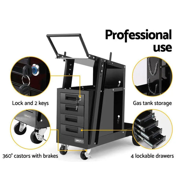 Giantz 4 Drawer Welding Trolley - Black Deals499
