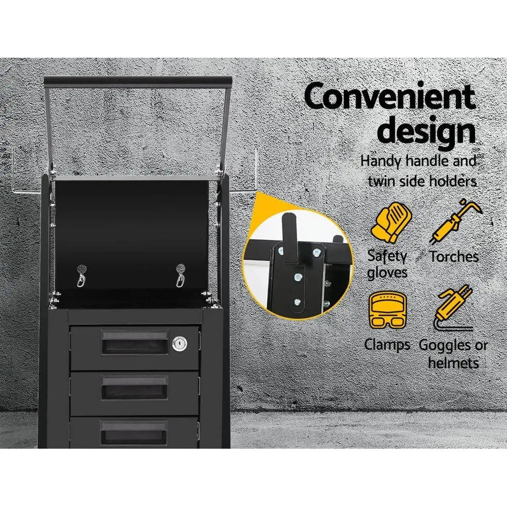 Giantz 4 Drawer Welding Trolley - Black Deals499