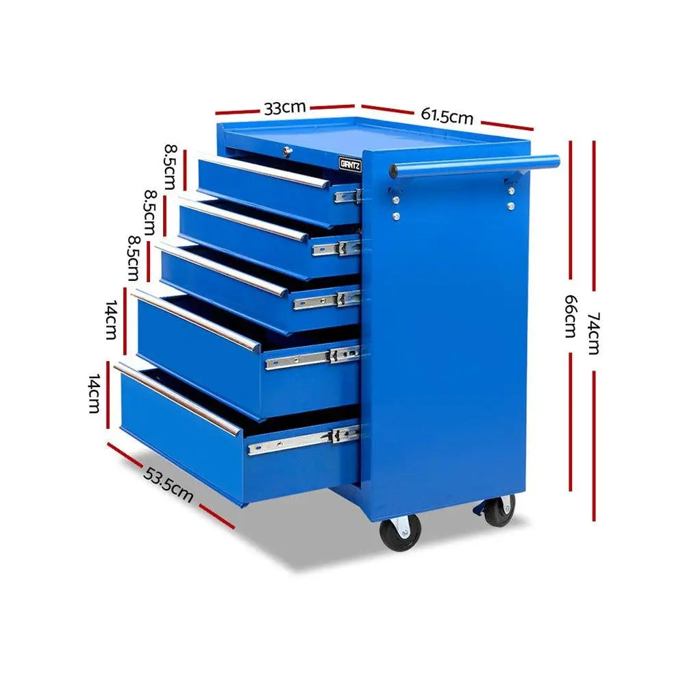 Giantz 5 Drawer Mechanic Tool Box Storage Trolley - Blue Deals499