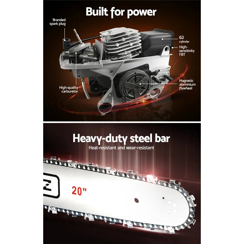 Giantz 62CC Chainsaw Commercial Petrol 20