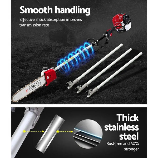 Giantz 65cc Petrol Pole Chainsaw Pruners 2 Stroke Long Chainsaws Hedge trimmer Brush Cutter Chain Saw Whipper Snipper Multi Tool Deals499