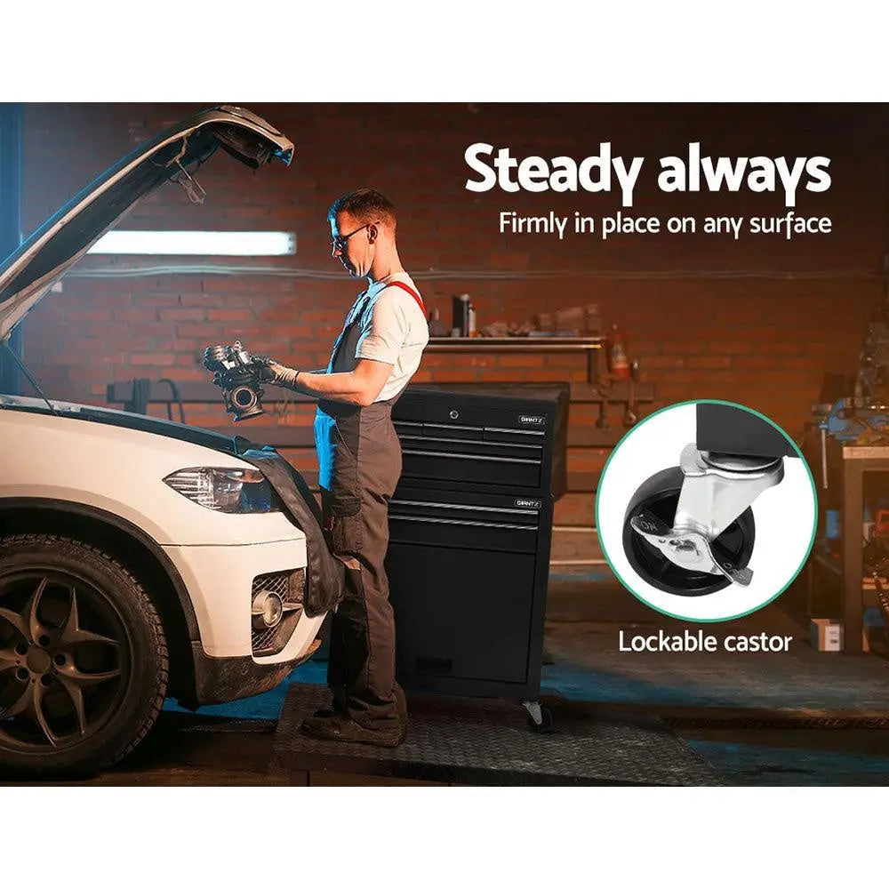 Giantz 7 Drawer Tool Box Cabinet Chest Storage Garage Toolbox Organiser Set Black Deals499