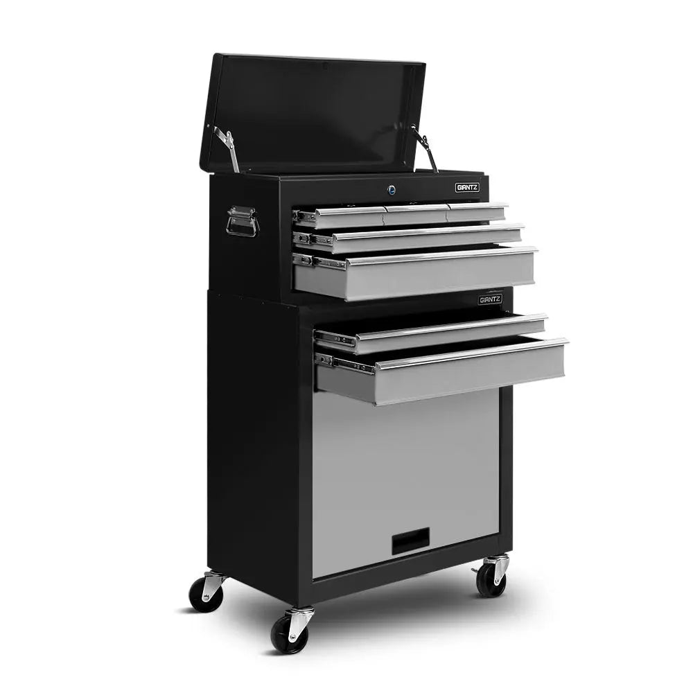 Giantz 7 Drawer Tool Box Cabinet Chest Storage Garage Toolbox Organiser Set Black and Grey Deals499