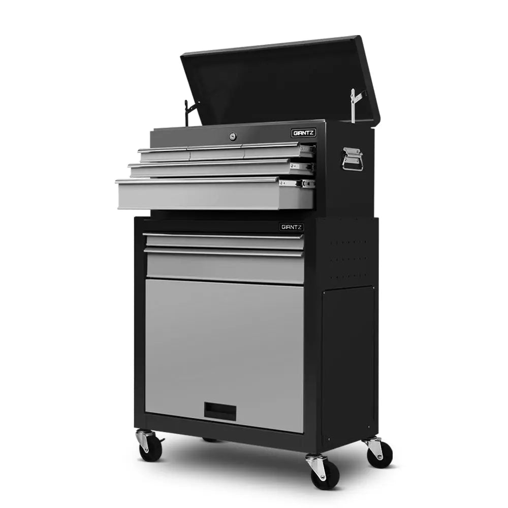 Giantz 7 Drawer Tool Box Cabinet Chest Storage Garage Toolbox Organiser Set Black and Grey Deals499