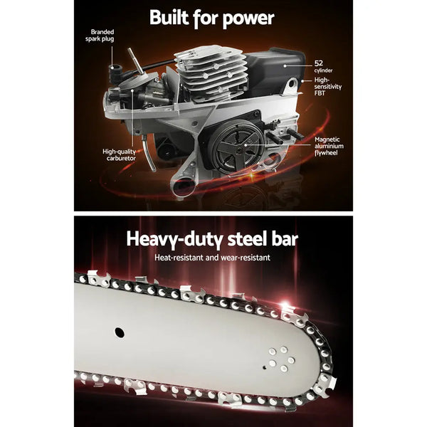 Giantz 88cc Commercial Petrol Chainsaw E-Start 24 Bar Pruning Chain Saw Deals499