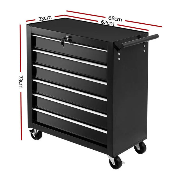 Giantz Tool Box Trolley Chest Cabinet 6 Drawers Cart Garage Toolbox Set Black Deals499