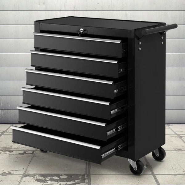 Giantz Tool Box Trolley Chest Cabinet 6 Drawers Cart Garage Toolbox Set Black Deals499