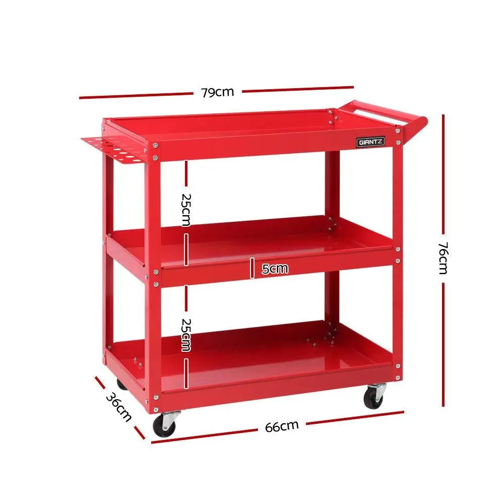Giantz Tool Cart 3 Tier Parts Steel Trolley Mechanic Storage Organizer Red Deals499