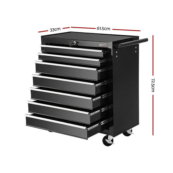 Giantz Tool Chest and Trolley Box Cabinet 7 Drawers Cart Garage Storage Black Deals499