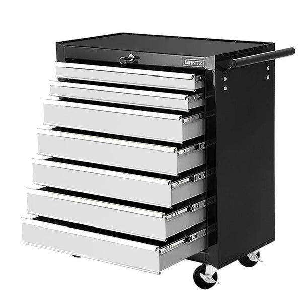 Giantz Tool Chest and Trolley Box Cabinet 7 Drawers Cart Garage Storage Black and Silver Deals499