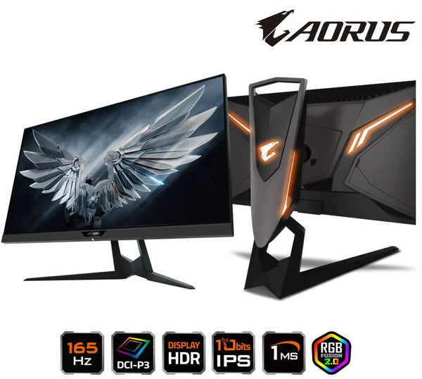 Gigabyte AORUS FI27Q 27' Tactical Gaming Monitor QHD 165Hz 1ms HDR FreeSync G-Sync 10bits IPS DCI-P3 Swivel Pivot Tilt Height Adjust HDMI DP AD27QD GIGABYTE