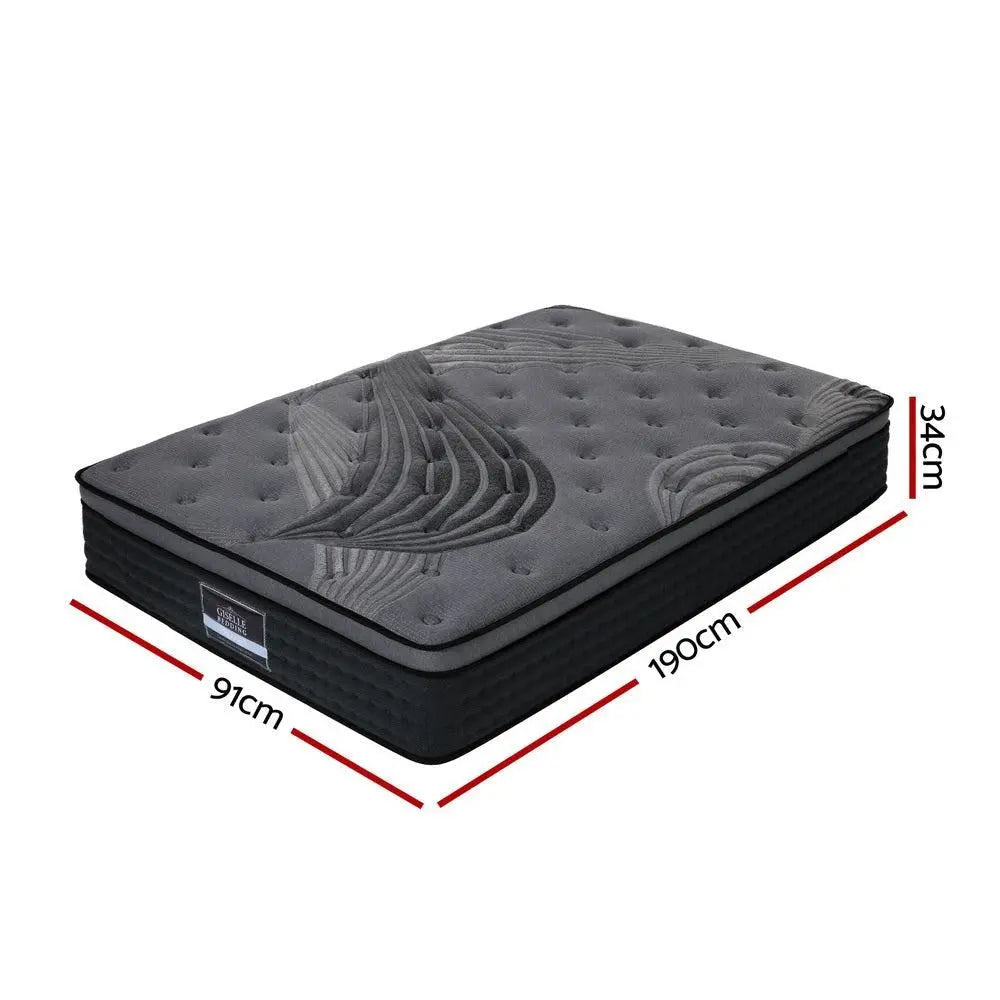 Giselle Bedding Alanya Euro Top Pocket Spring Mattress 34cm Thick Single Giselle