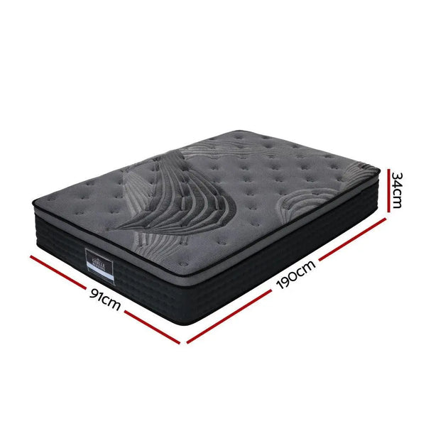 Giselle Bedding Alanya Euro Top Pocket Spring Mattress 34cm Thick Single Giselle