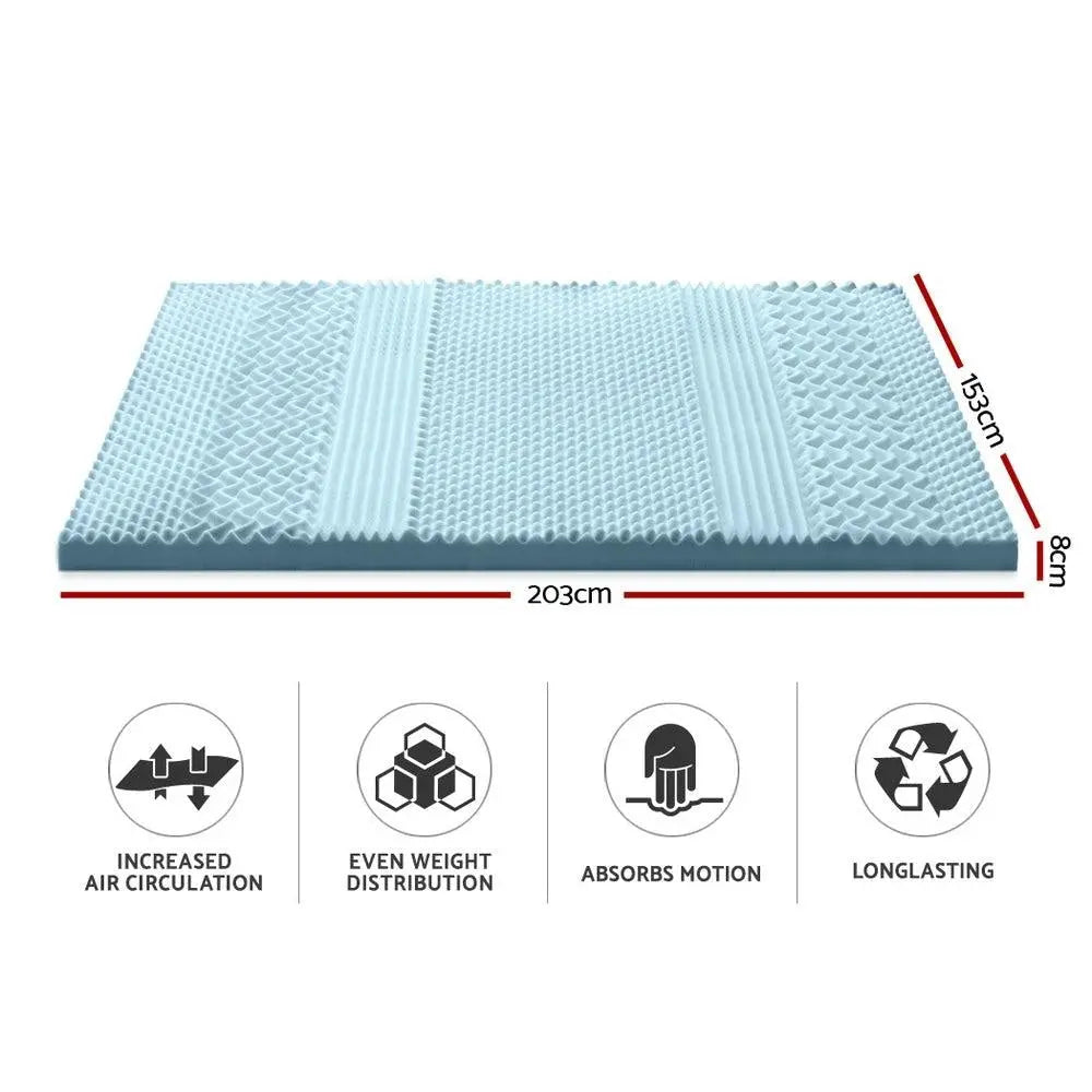 Giselle Bedding Cool Gel 7-zone Memory Foam Mattress Topper w/Bamboo Cover 8cm - Queen Giselle