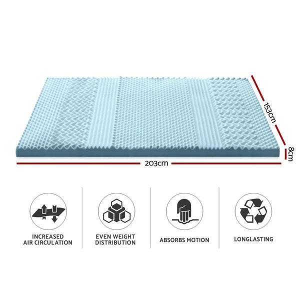 Giselle Bedding Cool Gel 7-zone Memory Foam Mattress Topper w/Bamboo Cover 8cm - Queen Giselle