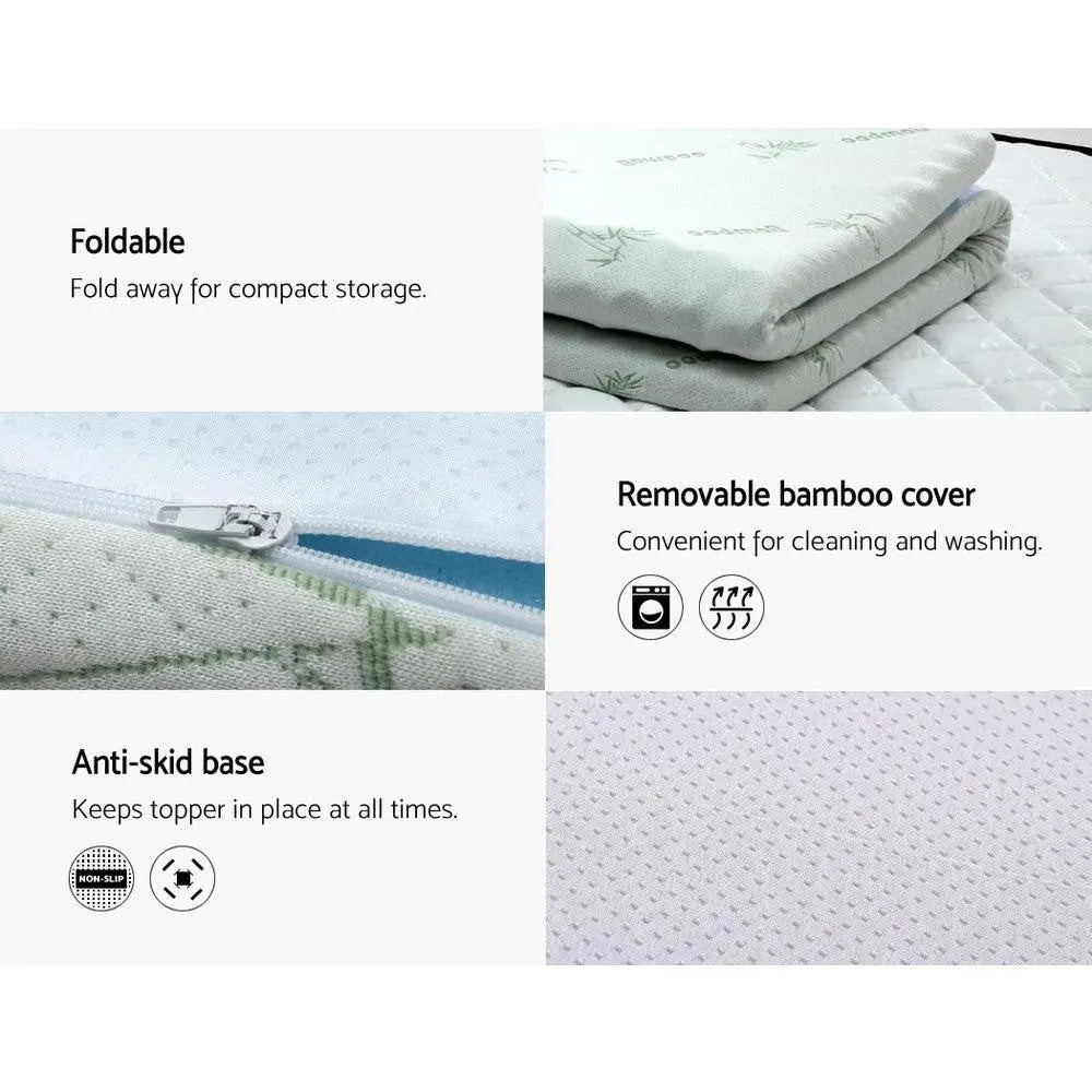 Giselle Bedding Cool Gel 7-zone Memory Foam Mattress Topper w/Bamboo Cover 8cm - Queen Giselle