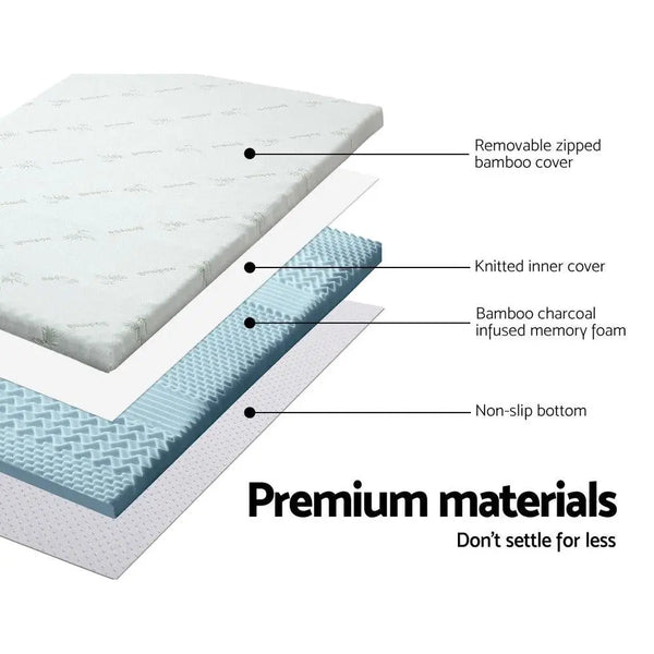 Giselle Bedding Cool Gel 7-zone Memory Foam Mattress Topper w/Bamboo Cover 8cm - Queen Giselle