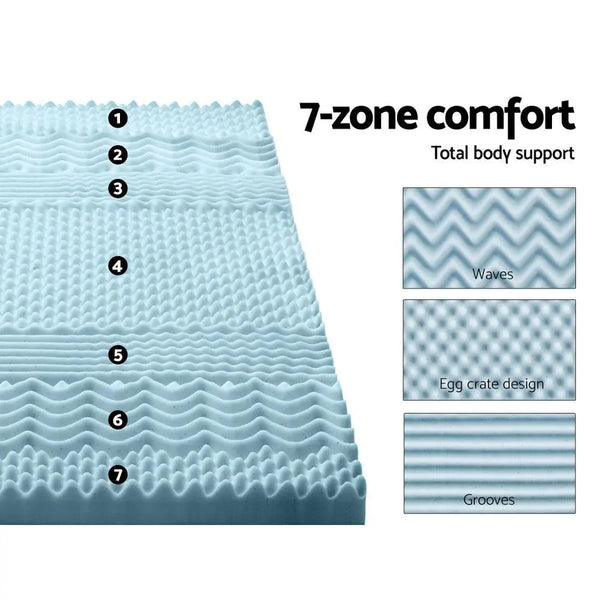 Giselle Bedding Cool Gel 7-zone Memory Foam Mattress Topper w/Bamboo Cover 8cm - Queen Giselle