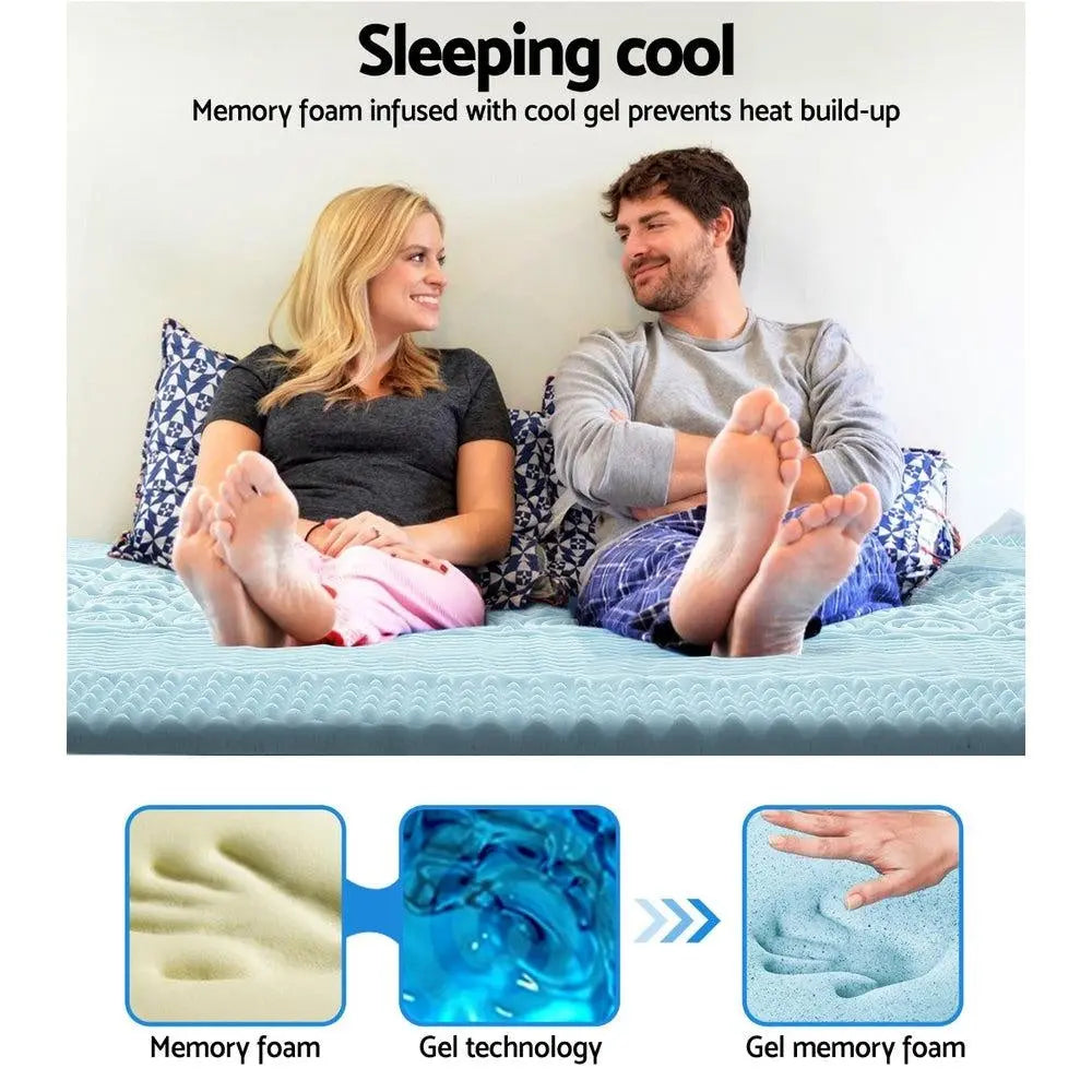 Giselle Bedding Cool Gel 7-zone Memory Foam Mattress Topper w/Bamboo Cover 8cm - Queen Giselle