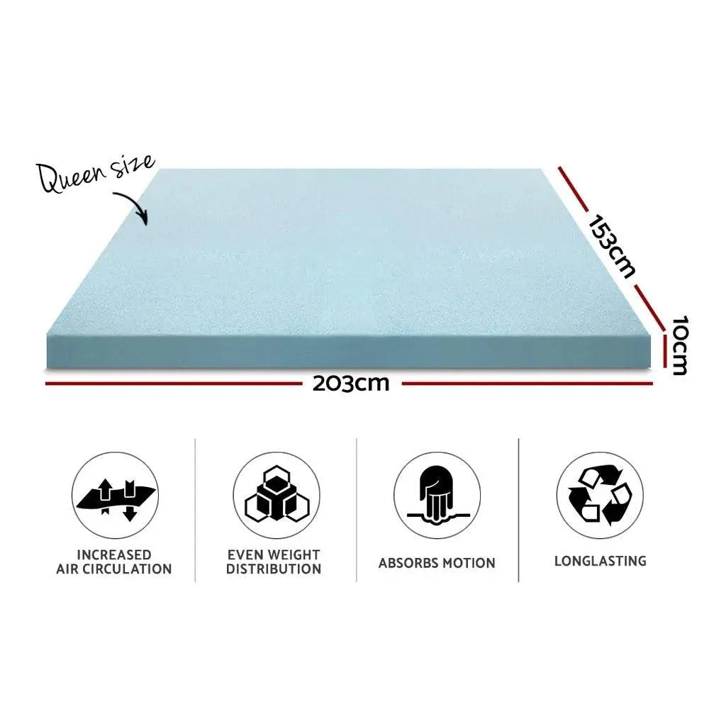 Giselle Bedding Cool Gel Memory Foam Mattress Topper w/Bamboo Cover 10cm - Queen Giselle