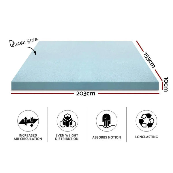Giselle Bedding Cool Gel Memory Foam Mattress Topper w/Bamboo Cover 10cm - Queen Giselle