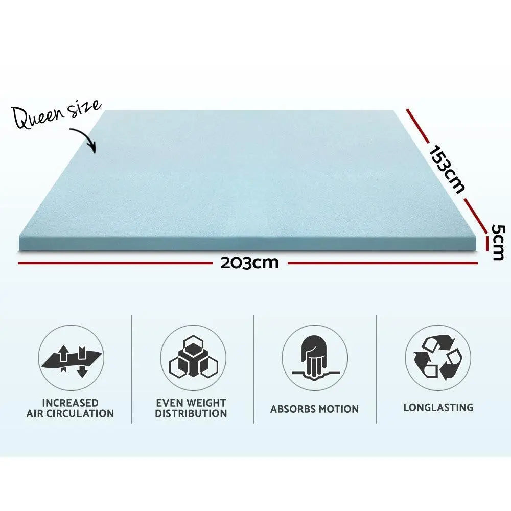 Giselle Bedding Cool Gel Memory Foam Mattress Topper w/Bamboo Cover 5cm - Queen Giselle