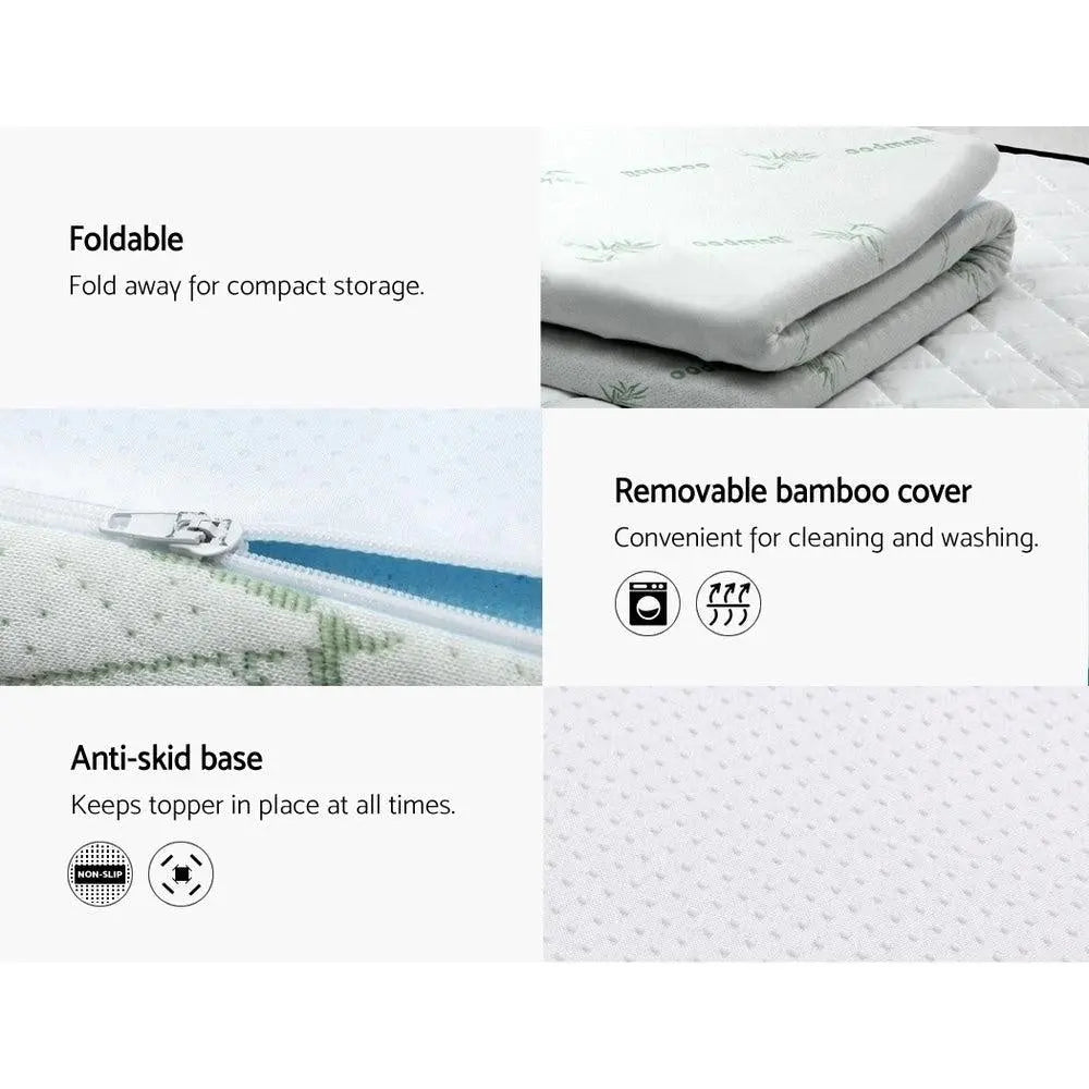 Giselle Bedding Cool Gel Memory Foam Mattress Topper w/Bamboo Cover 5cm - Single Giselle