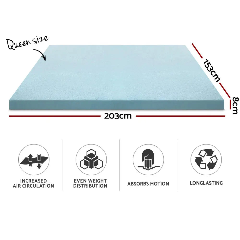 Giselle Bedding Cool Gel Memory Foam Mattress Topper w/Bamboo Cover 8cm - Queen Giselle