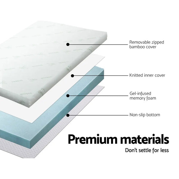 Giselle Bedding Cool Gel Memory Foam Mattress Topper w/Bamboo Cover 8cm - Queen Giselle