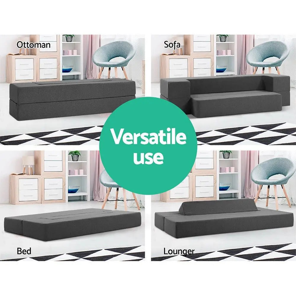 Giselle Bedding Portable Sofa Bed Folding Mattress Lounger Chair Ottoman Grey Giselle