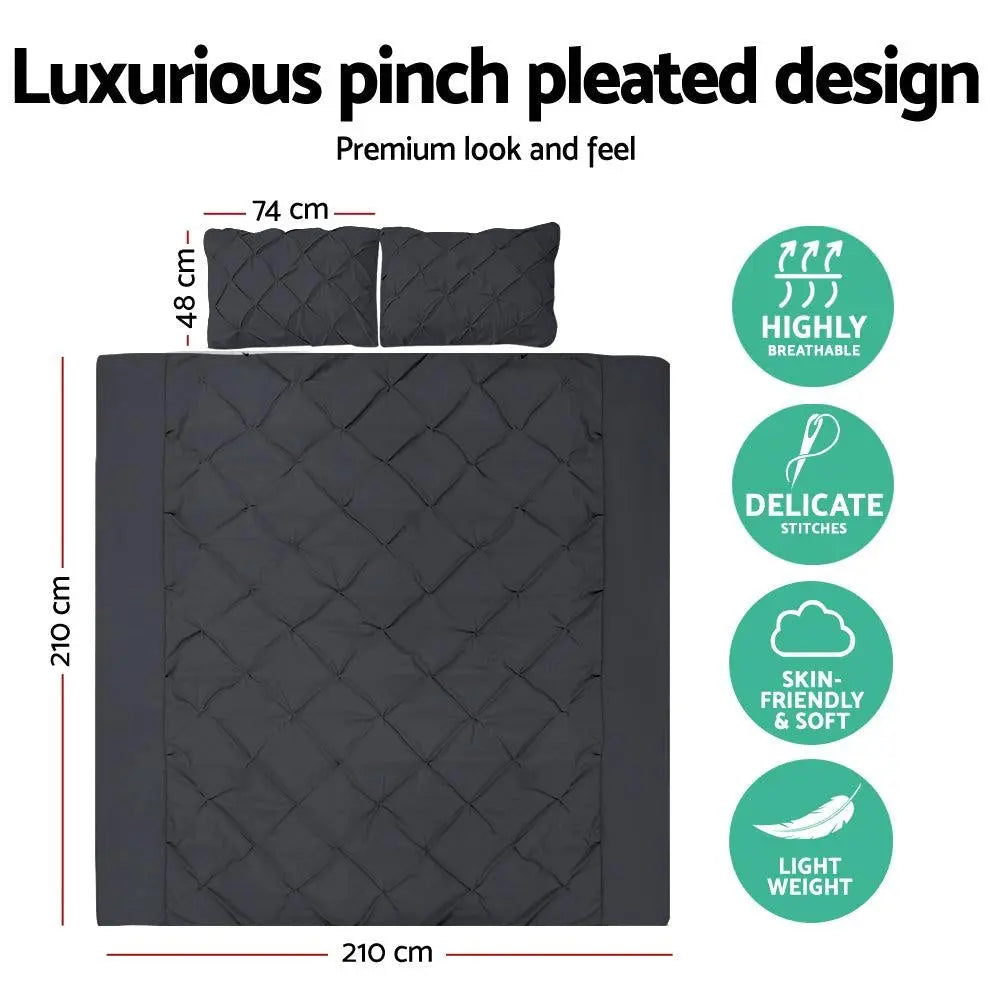 Giselle Bedding Queen Size Quilt Cover Set - Black Giselle