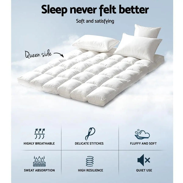 Giselle Queen Mattress Topper Bamboo Fibre Pillowtop Protector Giselle