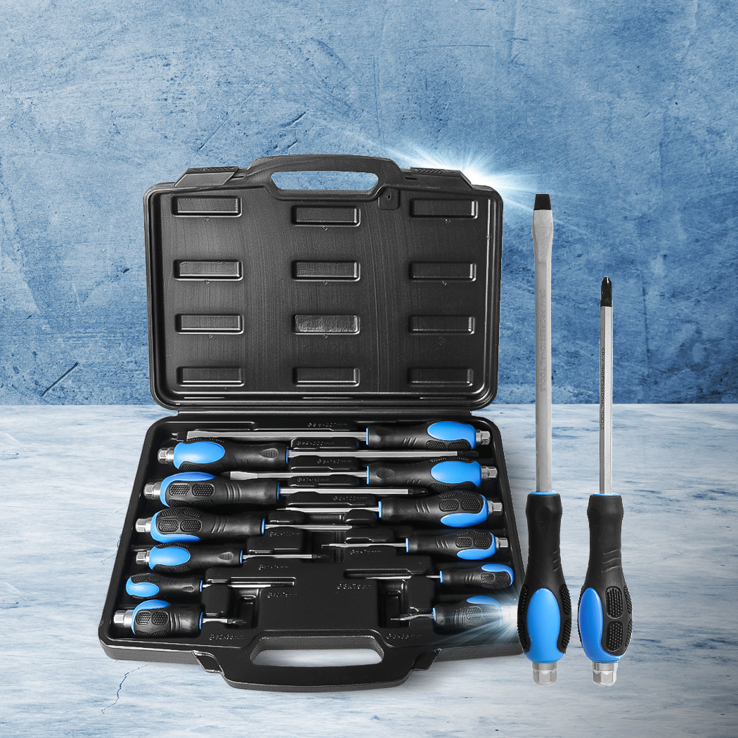 Screwdriver Set 12PCS Cr-V Magnetic Tip Hex End Automotive Workshop Hand Tool Deals499