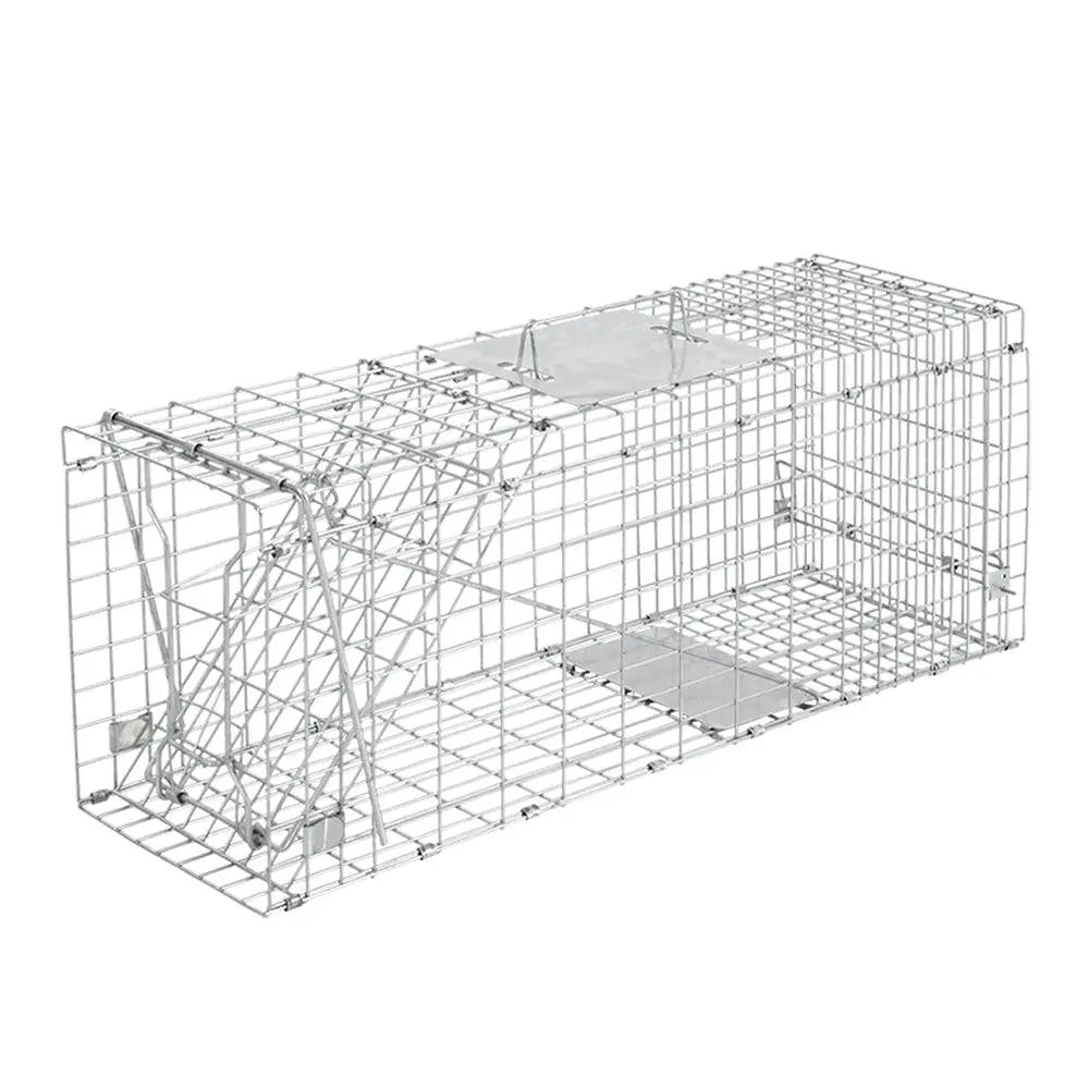 Humane Animal Trap Cage 94 x 34 x 36cm - Silver Deals499