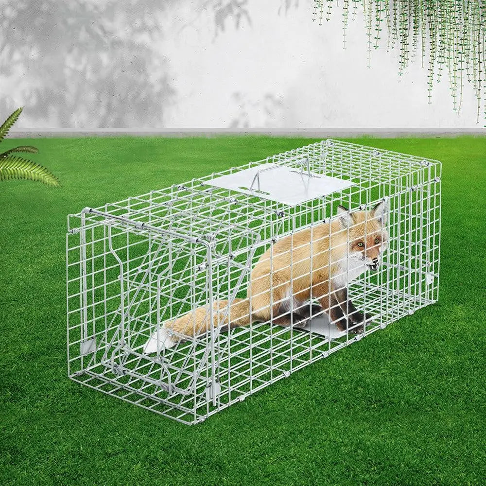 Humane Animal Trap Cage 94 x 34 x 36cm - Silver Deals499